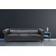 Three Seater Sofa, PU Leather Rolled Arm Chesterfield Sofa,Upholstered Sofa Couch with Reversible Cushions for Living Room, Dorm, Office ,Black
