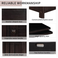 Storage Bench with 3 Shutter-shaped Doors, Solid Wood Shoe Bench with Removable Cushion and Hidden Storage Space for Entryway Hallway Living Room, Espresso