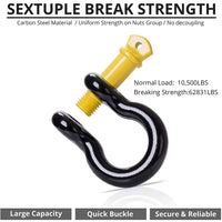Tow Strap Recovery Kit-3' x 10ft (30,000 lbs. Break Strength) +3/4" D Ring Shackles （62,831 LBS Break Strength）(2pcs.)-Heavy Duty Recovery Kit -Off Road Towing Accessory for Jeeps & Trucks