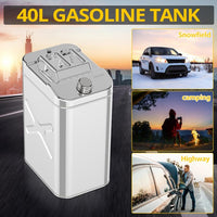 10 Gallon Stainless Steel Gas Can, Tight Sealed Fuel Storage Tank Portable Emergency Backup Petrol Tank with 3 Handles + Convenient Nozzle for Motorcycle, Cars, Trucks(40L)