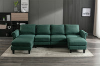 Sectional Sofa Set,Living Room Sofa Set Modular Sectional Sofa with Reversible Chaise,U-Shaped Sofa Sleeper with Ottoman,Multifunctional Sectional Couch for Living Room Apartment Home Office,Emerald