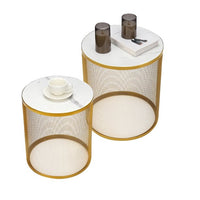 Coffee Table Set of 2 Nesting Coffee Table, Metal Round Side Table Removable Top End Table Nightstand for Living Room Bedroom, Gold