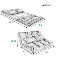 JINS&VICO Sofa Bed Adjustable Folding Futon Sofa Leisure Sofa Bed with Two Pillows