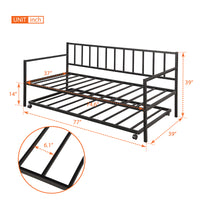 Twin Daybed with Trundle,Multifunctional Metal Lounge Daybed Frame,for Living Room Guest Room