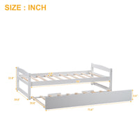 JINS&VICO Wood Platform Bed Wooden Daybed with Trundle, Twin Size Captain’s Bed, White(New)