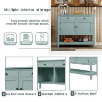 39" Accent Console Table Sofa Table Storage Table with Drawers, Cabinets and Shelf, Modern Entryway Table with Storage Drawers, 2-Tier Console Table Narrow Long Table for Living Room, Retro Green