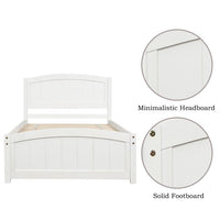 Twin Bed Frame for Kids Girls Adults, Wood Platform Bed with Headboard, Footboard and Solid Wood Slat Support, No Box Spring Needed, White