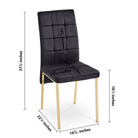 Modern Velvet Dining Chairs, Set Of 4, High Back Accent Chairs, Nordic Side Chairs with Golden Legs, Upholstered Velvet Armless Chair for Dining Room Kitchen Vanity Patio, Black