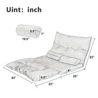 Sofa Bed Adjustable Folding Futon Sofa Video Gaming Sofa Lounge Sofa with Two Pillows, Convertible Upholstered Memory Foam Padded Cushion Sofa Bed, Bluish Gray