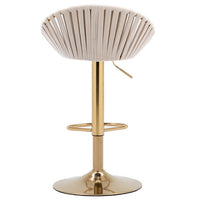 Swivel Bar Stools Set of 2, Velvet Adjustable Counter Height Bar Stool with Low Back, Kitchen Bar Chairs with Gold Footrest, Modern Barstools for Kitchen Island, Cafe, Pub and Dining Room, Ivory