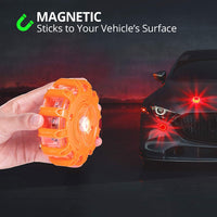 3 Pack LED Road Safety Flares lights, Emergency Lights for Roadside Security,Warning Flashing Beacon Disc with Magnet and Hook for Vehicles and Boats, Batteries Include