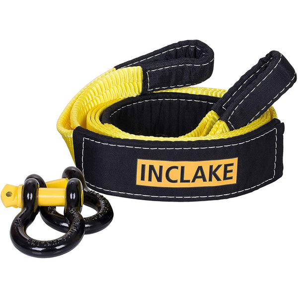 Tow Strap Recovery Kit-3' x 10ft (30,000 lbs. Break Strength) +3/4" D Ring Shackles （62,831 LBS Break Strength）(2pcs.)-Heavy Duty Recovery Kit -Off Road Towing Accessory for Jeeps & Trucks