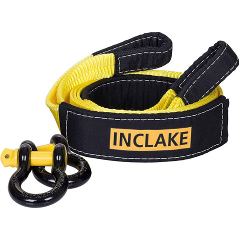 Tow Strap Recovery Kit-3' x 10ft (30,000 lbs. Break Strength) +3/4" D Ring Shackles （62,831 LBS Break Strength）(2pcs.)-Heavy Duty Recovery Kit -Off Road Towing Accessory for Jeeps & Trucks