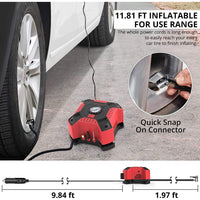 TRIPLETREE 12V DC Tire Inflator, Portable Air Compressor Pump with Analog Pressure Gauge and LED Light