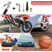 Portable Air Compressor-Tire Pressure Gauge,12V DC Compact Air Pump with LED Lights (9ft Extension Hose Included) ,120 PSI Heavy Duty Metal Tire Pump for Off-Road ,Pickup,Sedan,Truck,SUV and Bikes