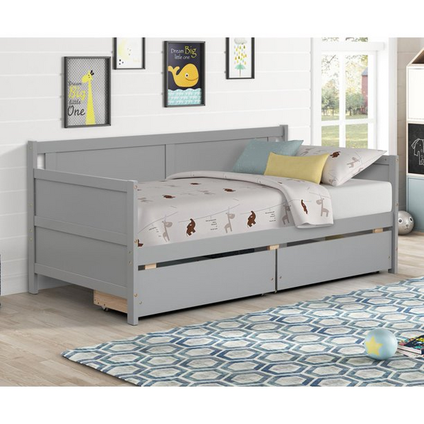 Daybed with Storage Drawers, Indoor Outdoor Twin Size Sofa Day Bed Frame for Bedroom Living Room, Gray 78.3x42.3x39.7inch