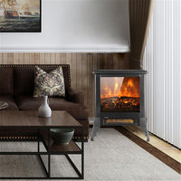 1400W Freestanding Fireplace with A Rocker Heating Switch Button and A Temperature Control Knob, Fake Wood Heater