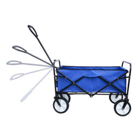 Collapsible Outdoor Utility Wagon Cart with Cup Holdler, Large Capacity Folding Wagon Garden Shopping Beach Cart ,Heavy Duty Foldable Cart, for Outdoor Activities, Beaches, Parks, Camping (Blue)