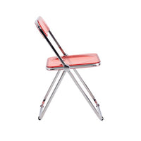 Modern Acrylic Folding Chair,Transparent Clear Folding Chair,PC Plastic Living Room Chair with Chrome Frame,Silent Folding No Need to Install,Suitable for Living Room Bar Office,Restaurant,Red