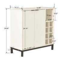 34" Modern Wood Buffet Sideboard,Coffee Bar Cabinet with with 2 Door and 9 Wine Racks, Kitchen Console Table Home Wine Cabinet for Liquor, Open Storage Shelves
