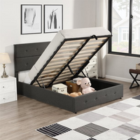 Upholstered Platform Bed with Gas Lift up Storage and Tufted Headboard, Full Size Bed Frame with Underneath Storage and Hydraulic Storage System, Gray 78.1''Lx57.5''Wx44.5''H