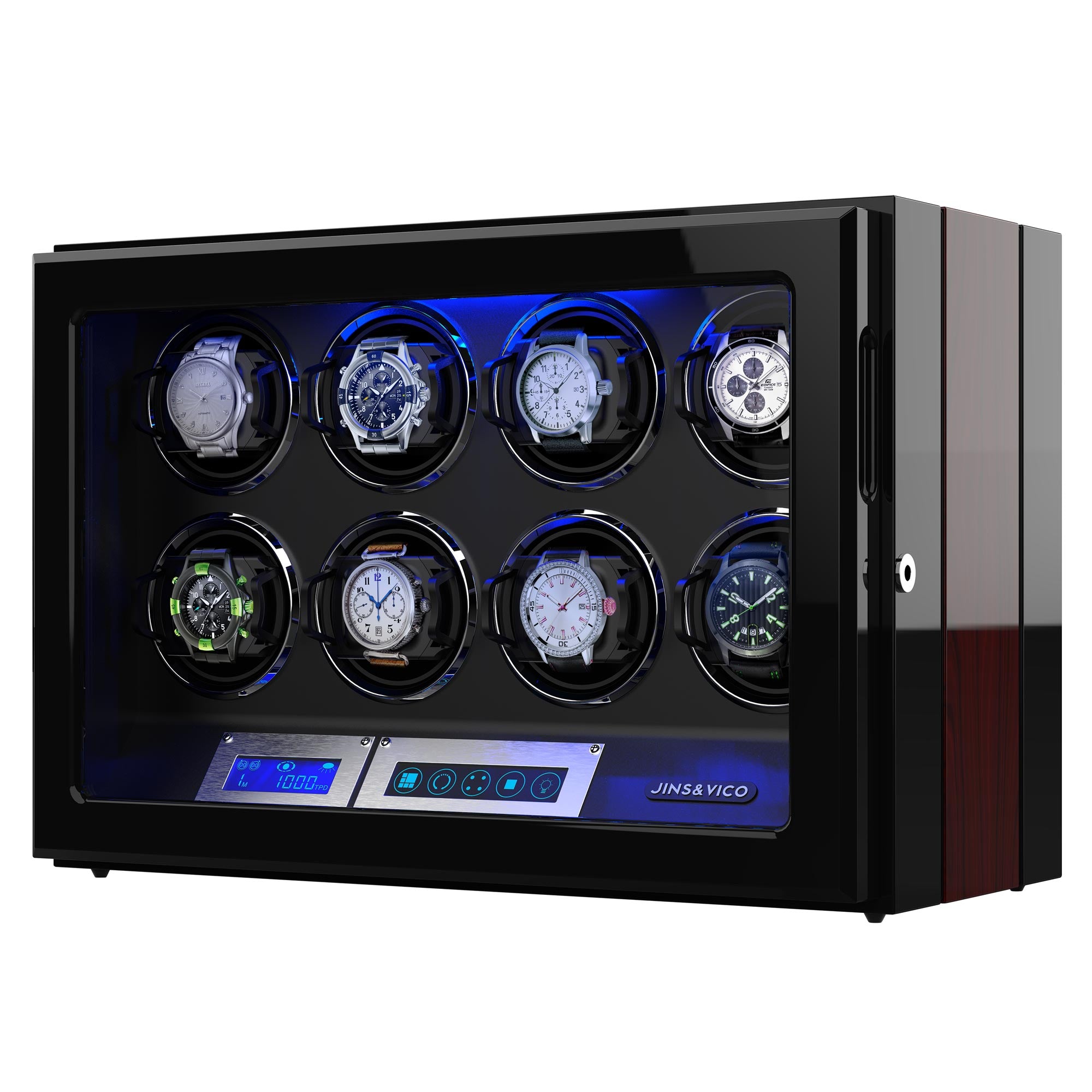 8 Automatic Watch Winder with LCD Touch Screen, Wooden