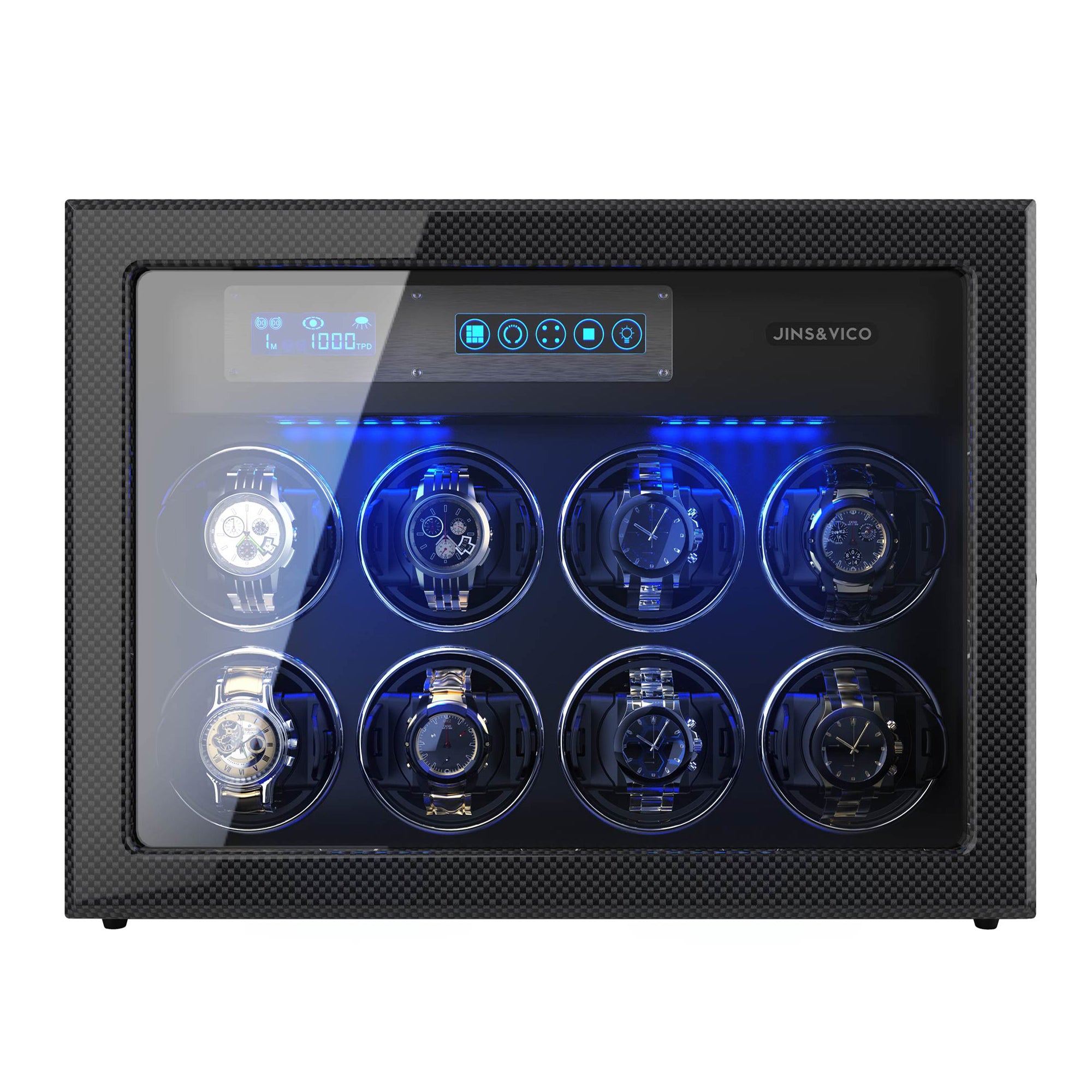 8 Automatic Watch Winder & 6 Storage with Built-in LED