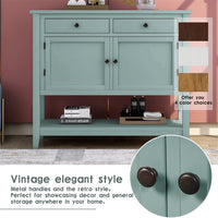 39" Accent Console Table Sofa Table Storage Table with Drawers, Cabinets and Shelf, Modern Entryway Table with Storage Drawers, 2-Tier Console Table Narrow Long Table for Living Room, Retro Green