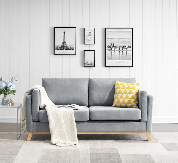 Loveseats Sofa, Modern Comfortable Chenille Fabric Sofa with Soft Cushion and Armrest Loveseat Sofa Couch for Living Room Bedroom, Gra