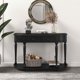 Retro Circular Curved Design Console Table with Open Style Shelf Solid Wooden Frame and Legs Two Top Drawers,for living room, entryway,Black