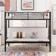 Twin Over Full Metal Bunk Bed, Multifunction Bed Frame, Convertible to Futon Couch with Safety Guardrail and Ladder for Boys and Girls,Space-Saving Design, Black