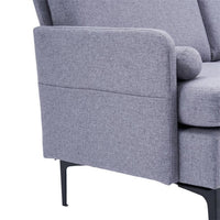 54inch Couch for Living Room, Mid Century Modern Loveseat Sofa with 2 Bolster Pillows, Upholstered Sofa with Arms for Bedroom, Apartment, Home Office, Light Gray