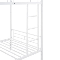 Twin Over Twin Metal Bunk Bed for Kids Teens Adults, Metal Bunk Bed Frame with Ladder and Full-Length Guardrail, Heavy Duty Bunk Bed Convertible to 2 Separated Beds, Bedroom Furniture, White