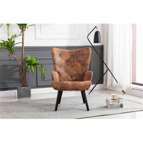 Retro Style Home Chair, Office Chair, Living Room Chair with High Back, Leisure Chair with Wingback