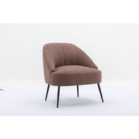 Fabric Accent Chair,Modern Cotton Linen Vanity Chair Side Chair with Black Metal Legs,Upholstered Tufted Single Sofa Chair Leisure Reading Chair Dining Chair for Living Room Office Apartment,Coffee