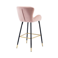 Set of 2 Bar Stools with Armrest and Backrest, Counter Height Dining Chairs with Footrest and Metal Legs, Upholstered Stools for Kitchen, Island, Coffee Shop, Bar, Home and Balcony, Pink