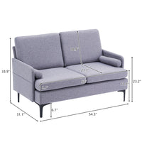 54inch Couch for Living Room, Mid Century Modern Loveseat Sofa with 2 Bolster Pillows, Upholstered Sofa with Arms for Bedroom, Apartment, Home Office, Light Gray