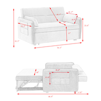 Modern Convertible Sleeper Sofa Couch with Pull Out Bed and Adjustable Backrest, Velvet Loveseat Sofa Bed with 2 Pillows and 2 Arm Pockets for Living Room Bedroom Apartment, Green