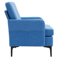 Modern Accent Sofa, Comfty Loveseat Sofa, Two-Person Iron Frame Back Wooden Frame Seat Frame Lounge Indoor Chair, Sectional Sofa with Reversible Chaise Lounge, for Small Spaces, Blue
