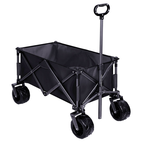 TRIPLETREE Heavy Folding Utility Wagon Cart With Universal Wheels & Adjustable Handle