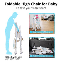 TRIPLETREE Baby High Chair With Five-Point Seat Belt Foldable & 7 Height Adjustable Waterproof