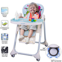 TRIPLETREE Baby High Chair With Five-Point Seat Belt Foldable & 7 Height Adjustable Waterproof