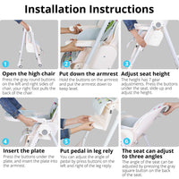 TRIPLETREE Baby High Chair With Five-Point Seat Belt Foldable & 7 Height Adjustable Waterproof