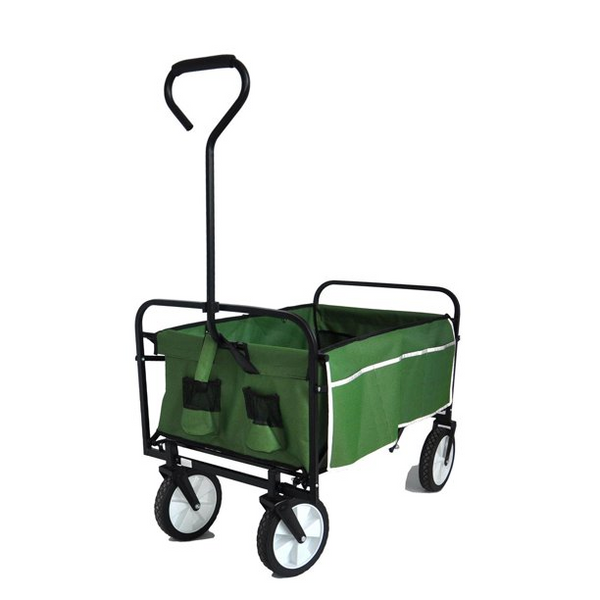 150bls Load Folding Beach Shopping Cart With Wheels, Outdoor Garden Utility Cart,Green