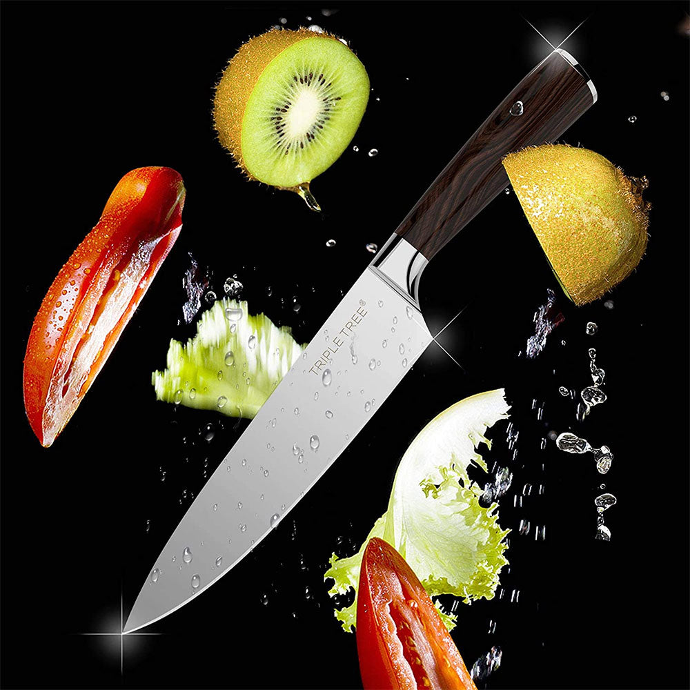  Brooklyn Knife Co. Chef Knife - Japanese Seigaiha Series -  Etched High Carbon Steel 8-Inch: Home & Kitchen