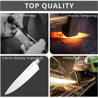 TRIPLETREE 8 Inch Japanese High Carbon Stainless Steel Pro Kitchen Knife With Sharp Edge And Comfortable Pakkawood Handle