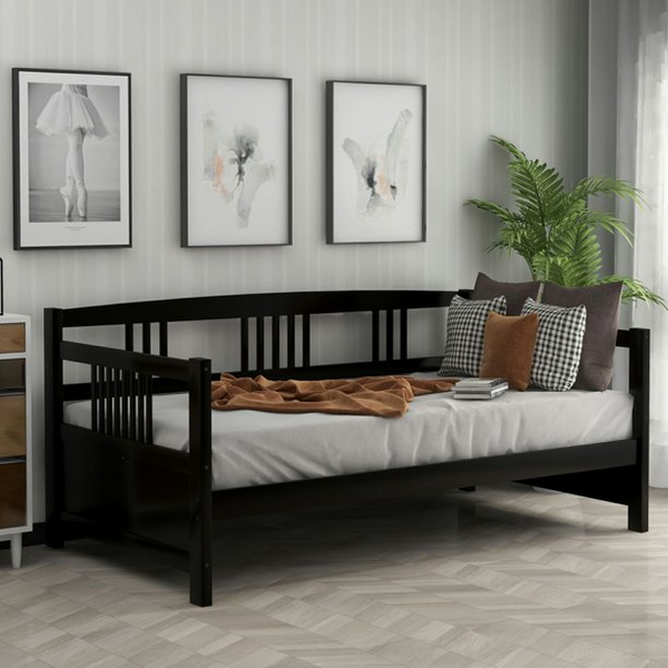 Modern Solid Wood Daybed,Wooden Daybed Frame Twin Size, Twin Wooden Slats Support, Dual-use Sturdy Sofa Bed,for Bedroom Living Room,450LBS Capacity,Multifunctional,Espresso
