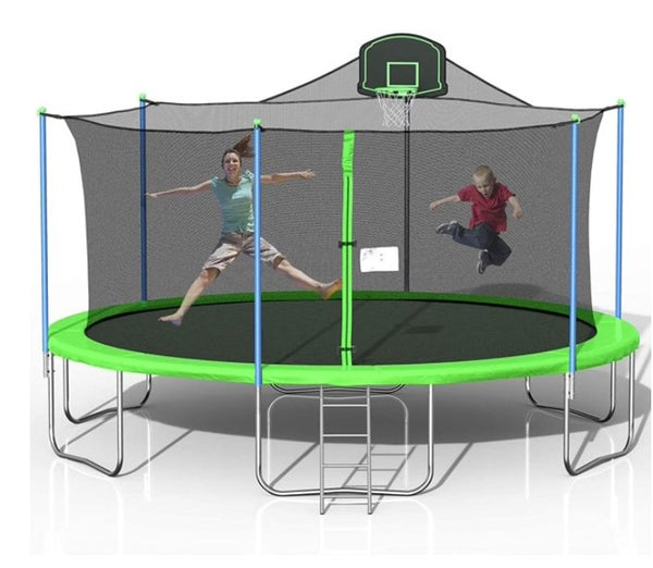 16Ft Trampoline for Kids and Adults with Safety Enclosure Net, Jumping Mat, Safety Pad, Outdoor Recreational Trampoline Hold Up to 1000LBS