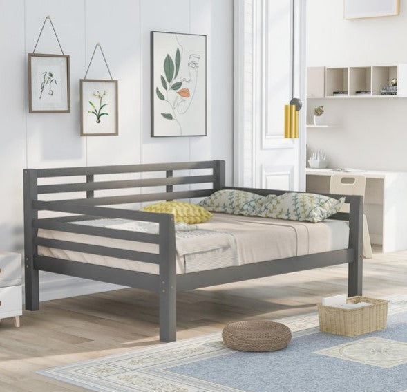 Full Size Daybed Frame, No Box Spring Needed, Wooden Slats Support Day Bed for Adults, Gray 75x54.1x38.1inch
