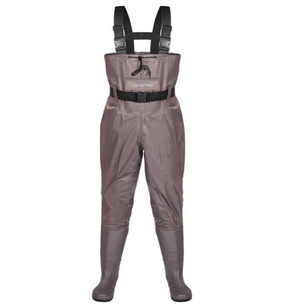 Chest Waders, Fishing Hunting Waders with Non-Slip Boots Unisex, Two-ply Waterproof Nylon/PVC Bootfoot Wader, Brown Size 12